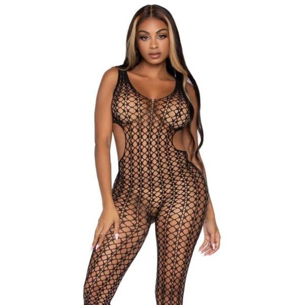 LEG AVENUE - BODYSTOCKING EN FILET TREILLIS TAILLE UNIQUE