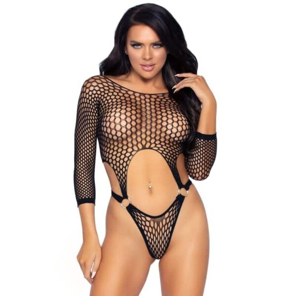 LEG AVENUE - TOP BODY AVEC THONG DOS TAILLE UNIQUE - NOIR