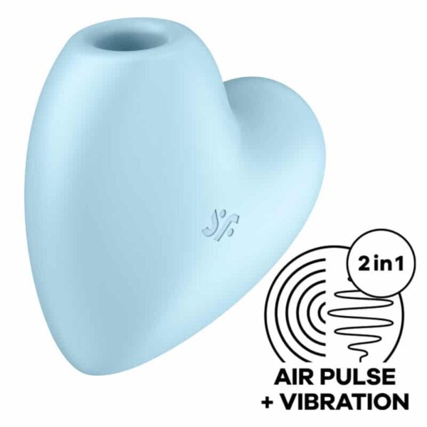 SATISFYER - STIMULATEUR ET VIBRATEUR CUTIE HEART AIR PULSE BLEU