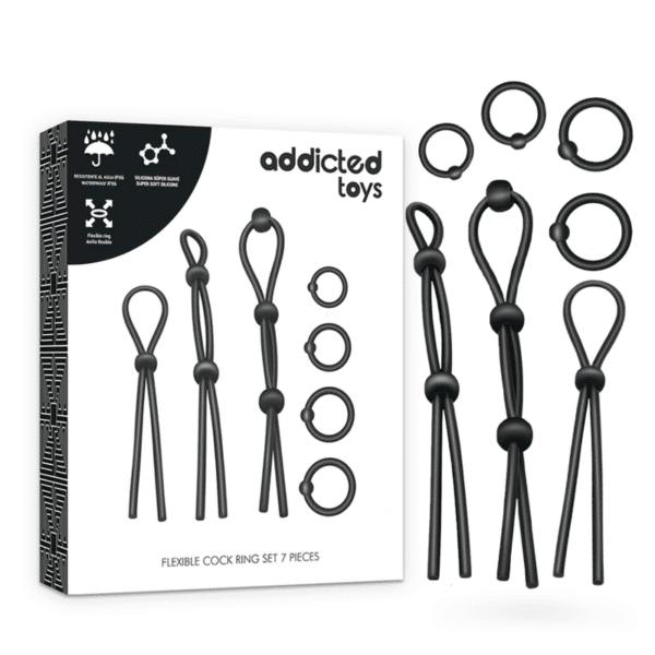 ADDICTED TOYS - ENSEMBLE DANNEAU PÉNIAL FLEXIBLE EN SILICONE 7 PIÈCES