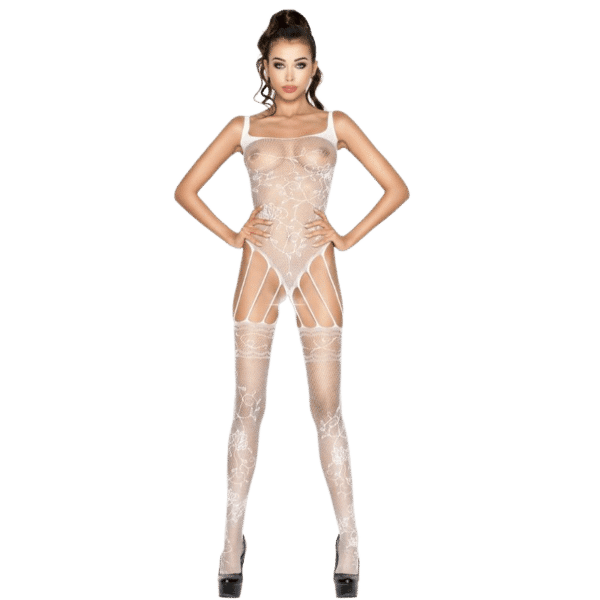 PASSION - FEMME BS034 BODYSTOCKING BLANC TAILLE UNIQUE