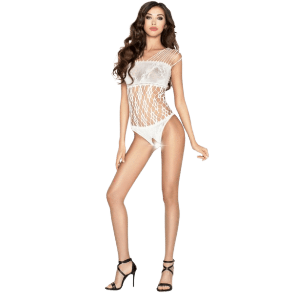 PASSION - FEMME BS035 BODYSTOCKING BLANC TAILLE UNIQUE