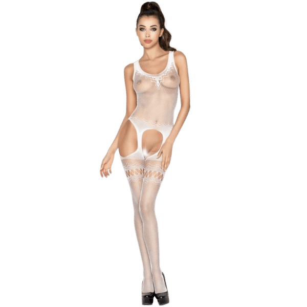 PASSION - FEMME BS038 BODYSTOCKING BLANC TAILLE UNIQUE