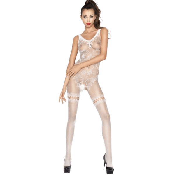 PASSION - FEMME BS045 BODYSTOCKING BLANC TAILLE UNIQUE