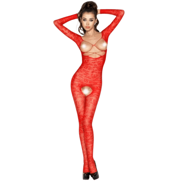 PASSION - FEMME BS031 BODYSTOCKING ROUGE TAILLE UNIQUE