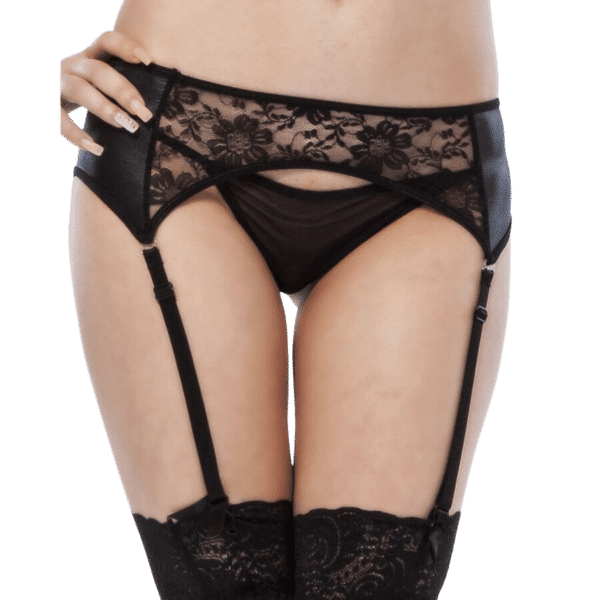 QUEEN LINGERIE - STRING JARRETIÈRE DESIGN FLORAL S/M